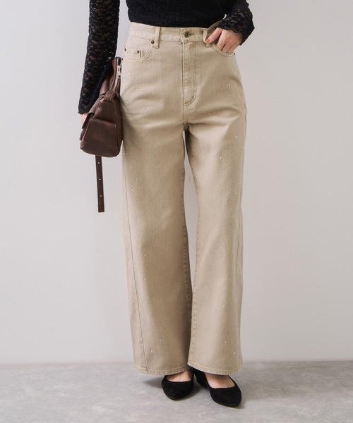 VIS（ビス）の「ビジューデニムパンツ（デニムパンツ・レディース・ブルー/ベージュ・S/M）」の14枚目の写真