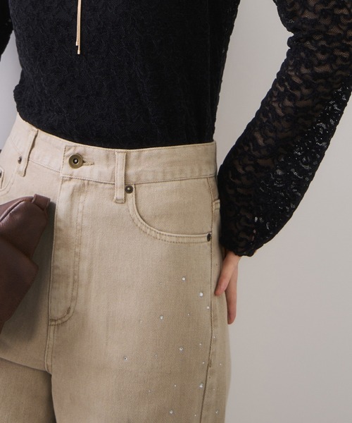 VIS（ビス）の「ビジューデニムパンツ（デニムパンツ・レディース・ブルー/ベージュ・S/M）」の13枚目の写真