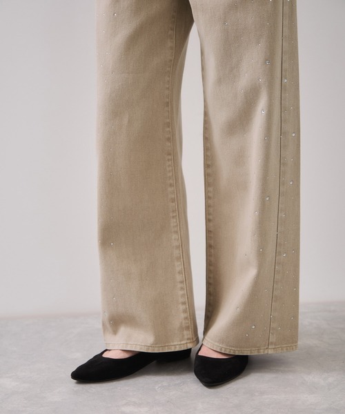 VIS（ビス）の「ビジューデニムパンツ（デニムパンツ・レディース・ブルー/ベージュ・S/M）」の5枚目の写真