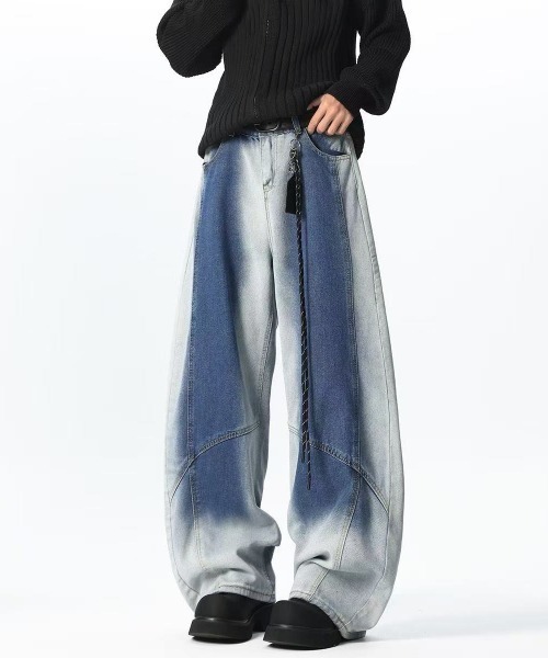 FreeZone（フリーゾーン）の「ツートーンバルーンワイドデニムパンツ（デニムパンツ・メンズ・ブルー・M/S/L）」の16枚目の写真