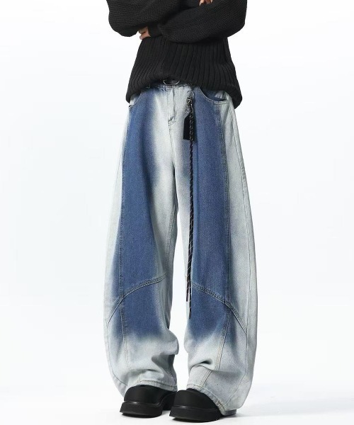 FreeZone（フリーゾーン）の「ツートーンバルーンワイドデニムパンツ（デニムパンツ・メンズ・ブルー・M/S/L）」の17枚目の写真