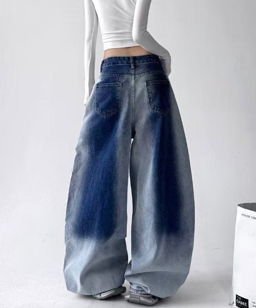 FreeZone（フリーゾーン）の「ツートーンバルーンワイドデニムパンツ（デニムパンツ・メンズ・ブルー・M/S/L）」の4枚目の写真