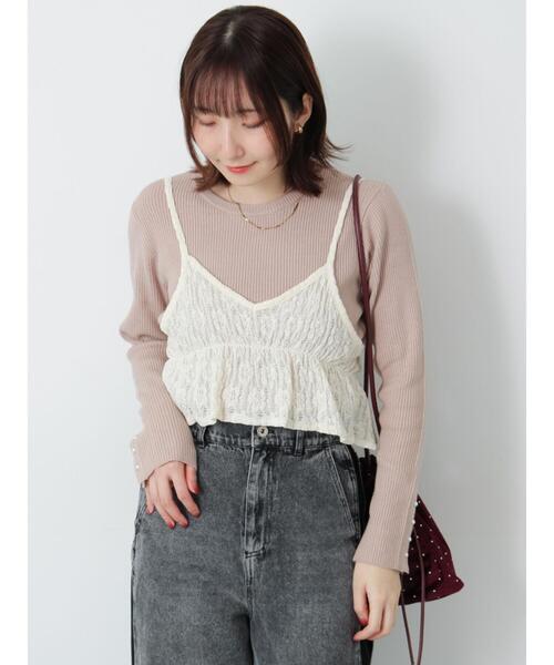 Te chichi TERRASSE（テチチテラス）の「袖口釦クルーネックリブニット（ニット/セーター・レディース・ベージュ/オフホワイト/ブラック・F）」の9枚目の写真