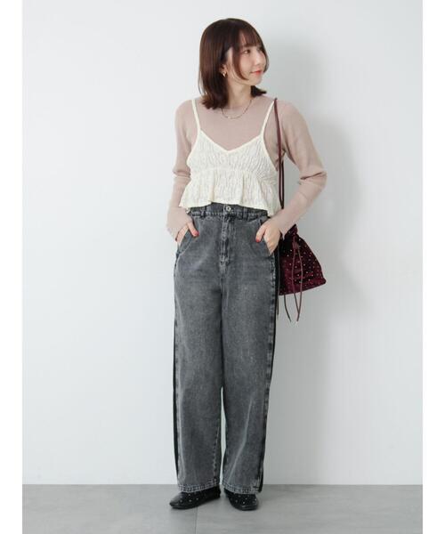 Te chichi TERRASSE（テチチテラス）の「袖口釦クルーネックリブニット（ニット/セーター・レディース・ベージュ/オフホワイト/ブラック・F）」の10枚目の写真