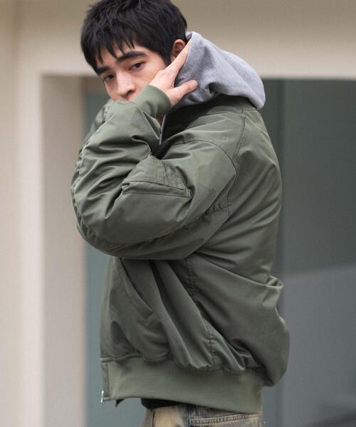 WEGO（ウィゴー）の「WEGO/【25年秋冬新作】2WAYフードパファーMA-1（MA-1・メンズ・ブラック/カーキ・MEDIUM/LARGE）」の19枚目の写真