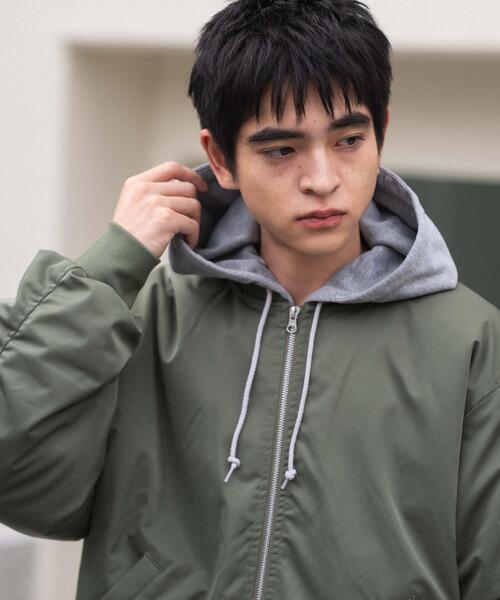 WEGO（ウィゴー）の「WEGO/【25年秋冬新作】2WAYフードパファーMA-1（MA-1・メンズ・ブラック/カーキ・MEDIUM/LARGE）」の21枚目の写真