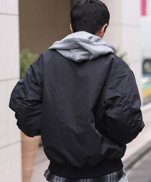 WEGO（ウィゴー）の「WEGO/【25年秋冬新作】2WAYフードパファーMA-1（MA-1・メンズ・ブラック/カーキ・MEDIUM/LARGE）」の11枚目の写真