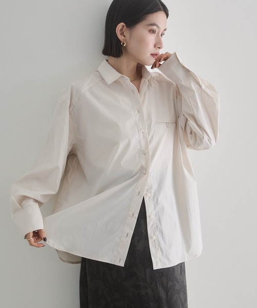 hunch（ハンチ）の「ポリエステルブロード 丈2WAYシャツ（シャツ/ブラウス・レディース・ブラック/カーキ/オフホワイト・FREE）」の2枚目の写真