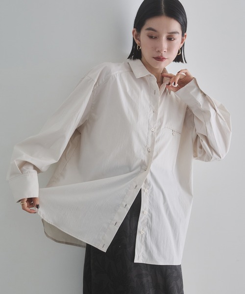 hunch（ハンチ）の「ポリエステルブロード 丈2WAYシャツ（シャツ/ブラウス・レディース・ブラック/カーキ/オフホワイト・FREE）」の4枚目の写真