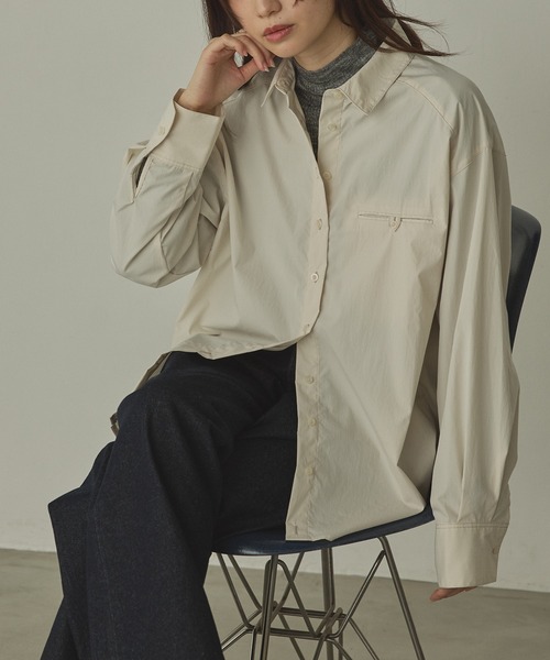 hunch（ハンチ）の「ポリエステルブロード 丈2WAYシャツ（シャツ/ブラウス・レディース・ブラック/カーキ/オフホワイト・FREE）」の5枚目の写真