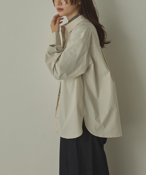 hunch（ハンチ）の「ポリエステルブロード 丈2WAYシャツ（シャツ/ブラウス・レディース・ブラック/カーキ/オフホワイト・FREE）」の6枚目の写真