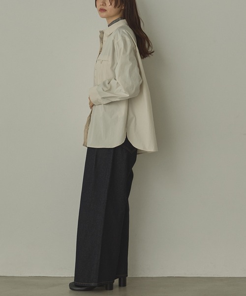 hunch（ハンチ）の「ポリエステルブロード 丈2WAYシャツ（シャツ/ブラウス・レディース・ブラック/カーキ/オフホワイト・FREE）」の13枚目の写真
