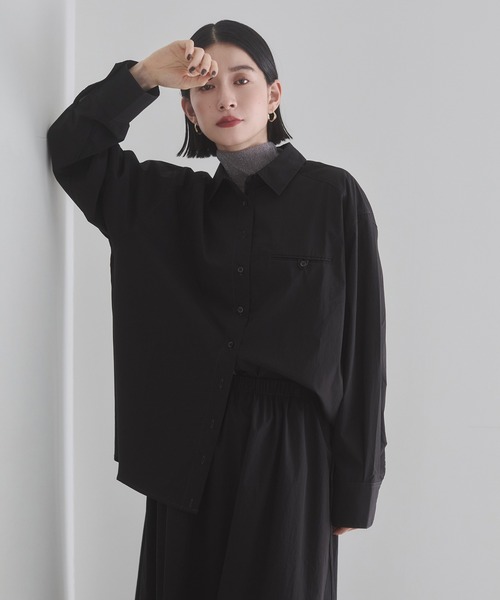 hunch（ハンチ）の「ポリエステルブロード 丈2WAYシャツ（シャツ/ブラウス・レディース・ブラック/カーキ/オフホワイト・FREE）」の19枚目の写真