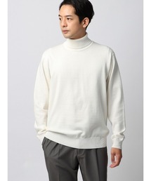 SUIT SQUARE（スーツスクエア）の「タートルネックニット ウォッシャブル ウールブレンド天竺 無地 オフィニット（Tシャツ/カットソー）」
