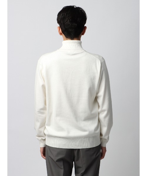 SUIT SQUARE(スーツスクエア)の「タートルネックニット ウォッシャブル ウールブレンド天竺 無地 オフィニット(Tシャツ/カットソー・メンズ・グレー/オフホワイト・LL/L/M/S)」の7枚目の写真