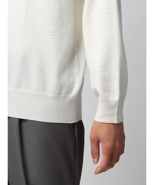 SUIT SQUARE(スーツスクエア)の「タートルネックニット ウォッシャブル ウールブレンド天竺 無地 オフィニット(Tシャツ/カットソー・メンズ・グレー/オフホワイト・LL/L/M/S)」の9枚目の写真