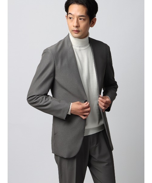 SUIT SQUARE(スーツスクエア)の「タートルネックニット ウォッシャブル ウールブレンド天竺 無地 オフィニット(Tシャツ/カットソー・メンズ・グレー/オフホワイト・LL/L/M/S)」の3枚目の写真