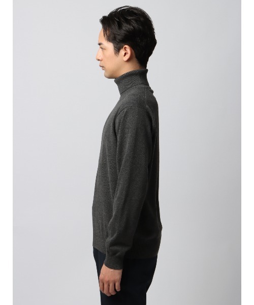 SUIT SQUARE(スーツスクエア)の「タートルネックニット ウォッシャブル ウールブレンド天竺 無地 オフィニット(Tシャツ/カットソー・メンズ・グレー/オフホワイト・LL/L/M/S)」の12枚目の写真