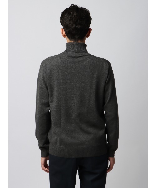 SUIT SQUARE(スーツスクエア)の「タートルネックニット ウォッシャブル ウールブレンド天竺 無地 オフィニット(Tシャツ/カットソー・メンズ・グレー/オフホワイト・LL/L/M/S)」の13枚目の写真