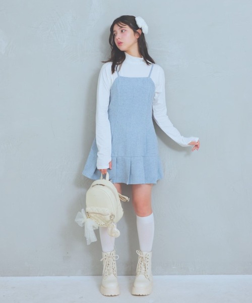 repipi armario（レピピ アルマリオ）の「【セレモニー】ガーリーツイードワンピース（ワンピース・キッズ・サックスブルー/アイボリー・LARGE/MEDIUM/SMALL）」の3枚目の写真