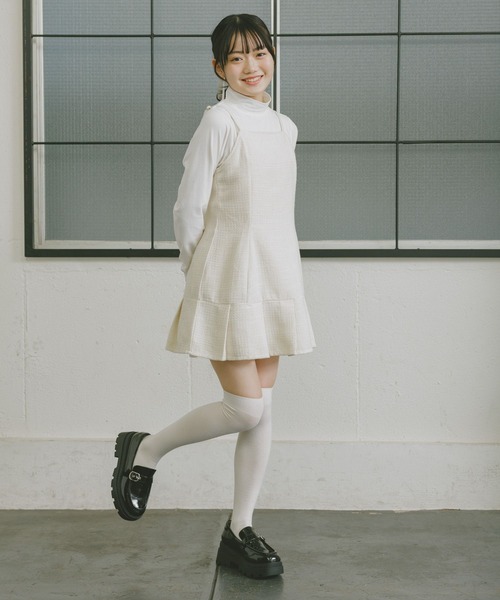 repipi armario（レピピ アルマリオ）の「【セレモニー】ガーリーツイードワンピース（ワンピース・キッズ・サックスブルー/アイボリー・LARGE/MEDIUM/SMALL）」の4枚目の写真