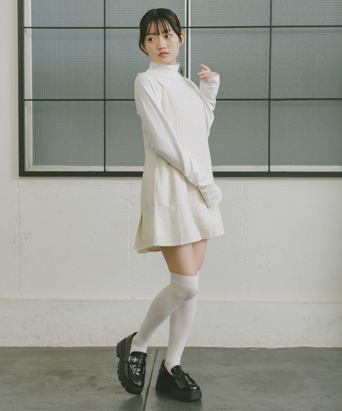 repipi armario（レピピ アルマリオ）の「【セレモニー】ガーリーツイードワンピース（ワンピース・キッズ・サックスブルー/アイボリー・LARGE/MEDIUM/SMALL）」の6枚目の写真