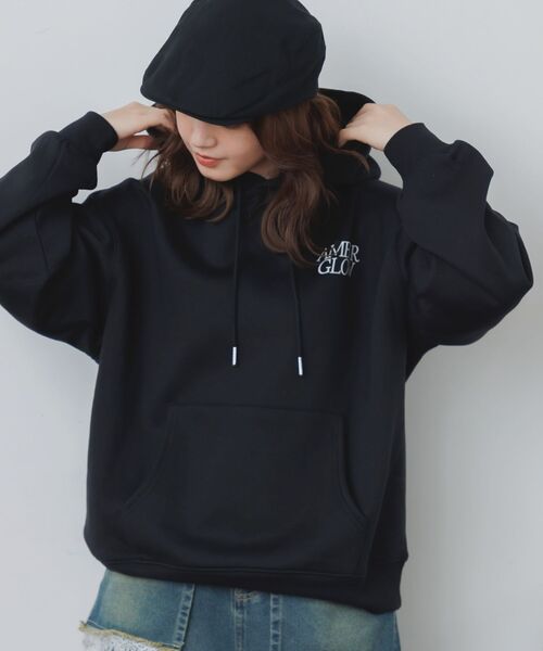 RETRO GIRL（レトロガール）の「BIGフーディトレーナー（パーカー・レディース・ブラック/オフホワイト/ライトグレー・FREE）」の2枚目の写真