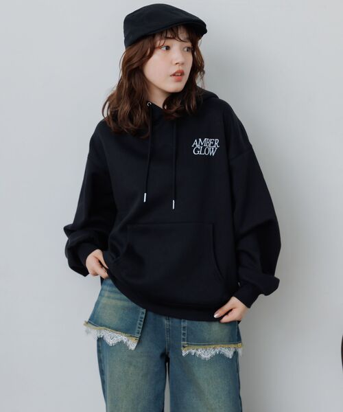 RETRO GIRL（レトロガール）の「BIGフーディトレーナー（パーカー・レディース・ブラック/オフホワイト/ライトグレー・FREE）」の8枚目の写真