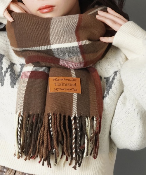 巻くだけでかわいさ2割増し♪ さらふわBIGタータンチェックマフラー