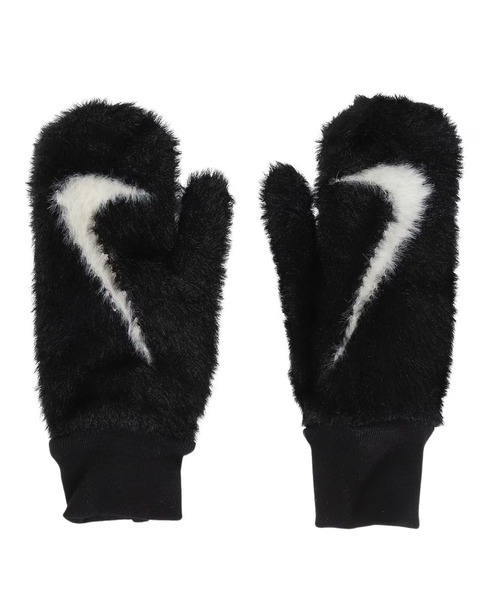 NIKE(ナイキ)の「NIKE/ナイキ 手袋 プラッシュ ニットミトン 防寒 CW2012-010/401(手袋・レディース・ブラック×ホワイト・2XS)」の1枚目の写真