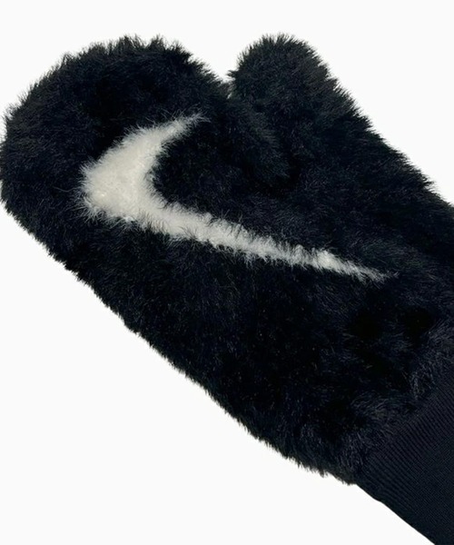 NIKE(ナイキ)の「NIKE/ナイキ 手袋 プラッシュ ニットミトン 防寒 CW2012-010/401(手袋・レディース・ブラック×ホワイト・2XS)」の2枚目の写真