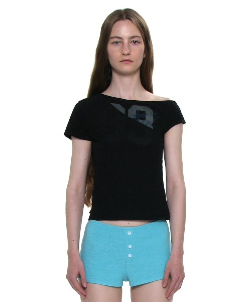 PARTIMENTO WOMEN(パルティメントウィメン)の「ナンバリングアンバランスレイヤートップ_ブラック(Tシャツ/カットソー・レディース・その他・SMALL/MEDIUM)」の1枚目の写真