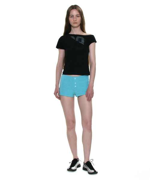PARTIMENTO WOMEN(パルティメントウィメン)の「ナンバリングアンバランスレイヤートップ_ブラック(Tシャツ/カットソー・レディース・その他・SMALL/MEDIUM)」の6枚目の写真