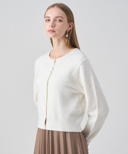 ANAYI(アナイ)の「【セットアップ対応商品】リップルビーズ カーディガン(カーディガン/ボレロ・レディース・イエロー/ダークブラウン/オフホワイト/ブラック・36/38)」の8枚目の写真