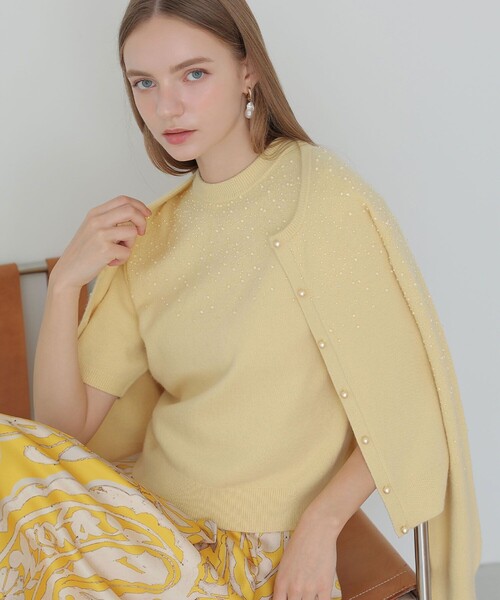 ANAYI(アナイ)の「【セットアップ対応商品】リップルビーズ カーディガン(カーディガン/ボレロ・レディース・イエロー/ダークブラウン/オフホワイト/ブラック・36/38)」の15枚目の写真