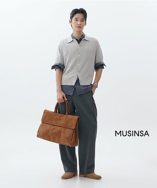 MUSINSA STANDARD（ムシンサスタンダード）の「ディープタックオーバーラップワイドヒドゥンバンディングスラックス[ミディアムグレー]（スラックス・メンズ・その他・40/38/42/36/34/32/30/31/33/26/27/28/29）」の7枚目の写真