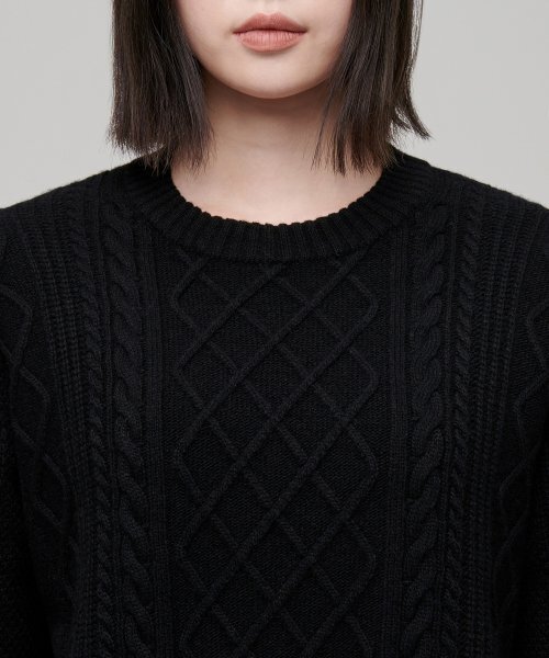 MUSINSA STANDARD WOMAN（ムシンサスタンダードウーマン）の「ウィメンズラムウールアランニット[ブラック]（ニット/セーター・レディース・その他・SMALL/X-SMALL）」の3枚目の写真