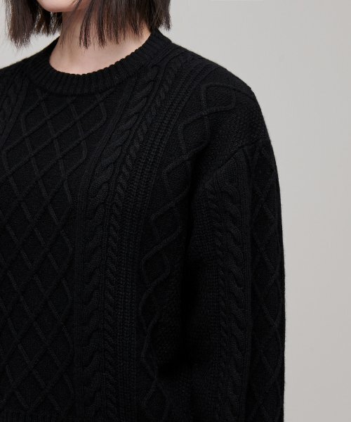 MUSINSA STANDARD WOMAN（ムシンサスタンダードウーマン）の「ウィメンズラムウールアランニット[ブラック]（ニット/セーター・レディース・その他・SMALL/X-SMALL）」の6枚目の写真