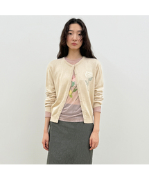 Embroidered Rose Cardigan (Light Beige)