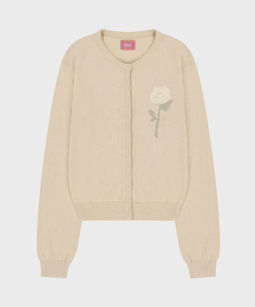 SINOON(シヌーン)の「Embroidered Rose Cardigan (Light Beige)(カーディガン/ボレロ・レディース・オートミール・FREE)」の4枚目の写真