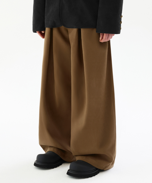 セール】ウールライクインバーテッドジョーワイドパンツ[キャメル セール】ウールライクインバーテッドジョーワイドパンツ[キャメル