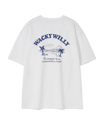ビーチグラフィックバカンス半袖Tシャツホワイト