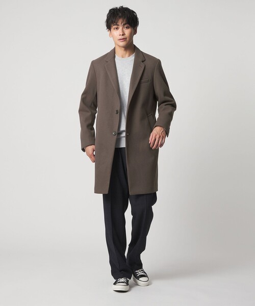 セール】ニットメルトン シングルチェスターコート＜A DAY IN THE LIFE