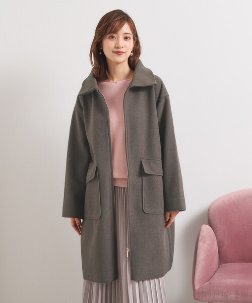 ITS'DEMO（イッツデモ）の「裏リブ襟付きコート（ステンカラーコート・レディース・ライトグレー/ライトベージュ/ブラウン系その他/アイボリー・00）」の3枚目の写真