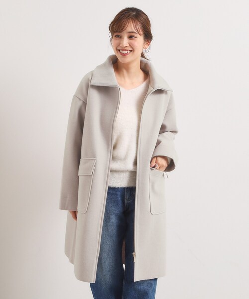 ITS'DEMO（イッツデモ）の「裏リブ襟付きコート（ステンカラーコート・レディース・ライトグレー/ライトベージュ/ブラウン系その他/アイボリー・00）」の4枚目の写真