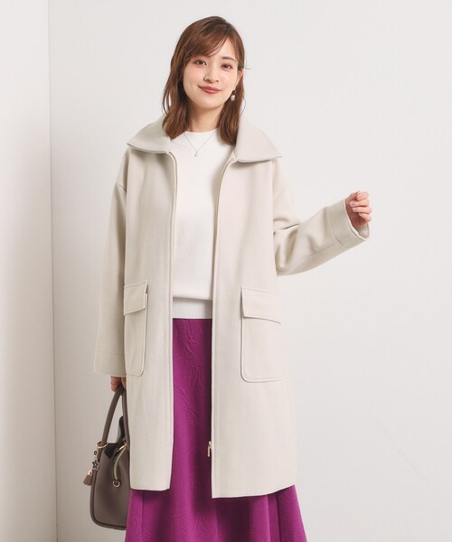 ITS'DEMO（イッツデモ）の「裏リブ襟付きコート（ステンカラーコート・レディース・ライトグレー/ライトベージュ/ブラウン系その他/アイボリー・00）」の2枚目の写真