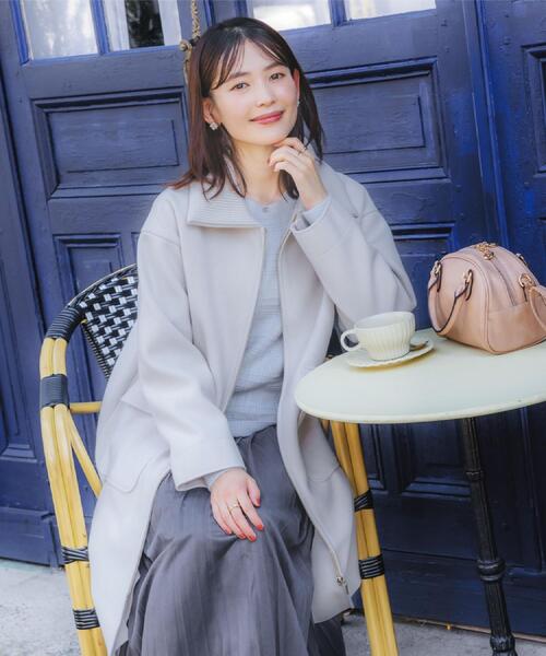 ITS'DEMO（イッツデモ）の「裏リブ襟付きコート（ステンカラーコート・レディース・ライトグレー/ライトベージュ/ブラウン系その他/アイボリー・00）」の5枚目の写真