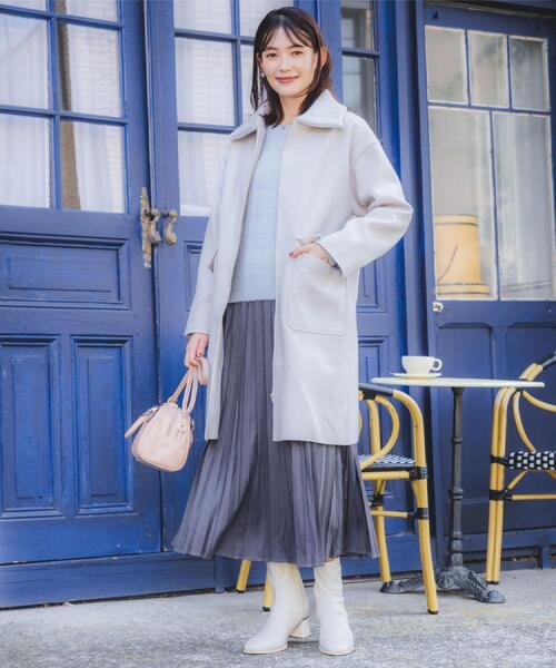 ITS'DEMO（イッツデモ）の「裏リブ襟付きコート（ステンカラーコート・レディース・ライトグレー/ライトベージュ/ブラウン系その他/アイボリー・00）」の6枚目の写真