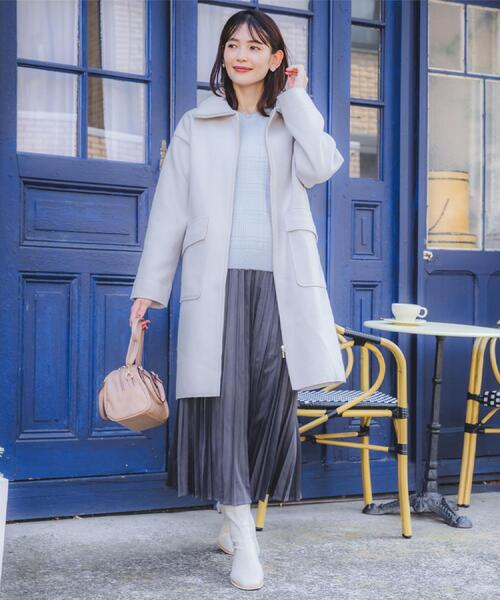 ITS'DEMO（イッツデモ）の「裏リブ襟付きコート（ステンカラーコート・レディース・ライトグレー/ライトベージュ/ブラウン系その他/アイボリー・00）」の7枚目の写真