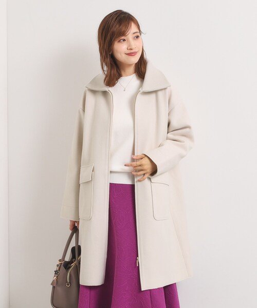 ITS'DEMO（イッツデモ）の「裏リブ襟付きコート（ステンカラーコート・レディース・ライトグレー/ライトベージュ/ブラウン系その他/アイボリー・00）」の9枚目の写真